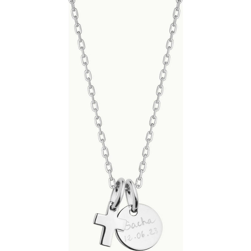 Personalized Mini Cross Necklace, Sterling Silver