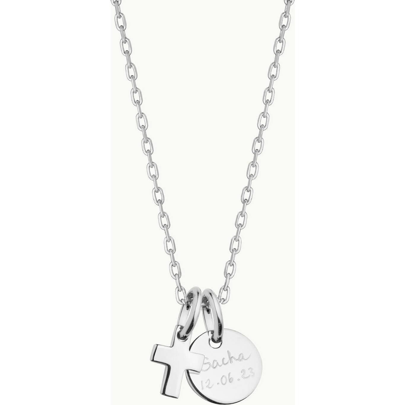 Personalized Mini Cross Necklace, Sterling Silver