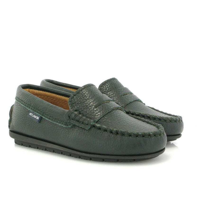 Penny 032 Walker Moccasins, green grainy leather