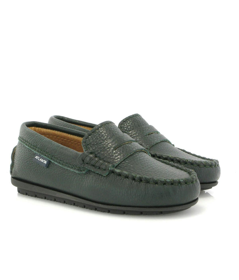 Penny 032 Walker Moccasins, green grainy leather