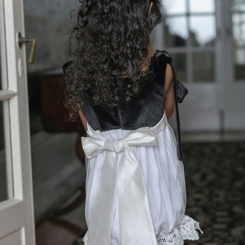Audrey Black Velour Top and White Tulle Romper