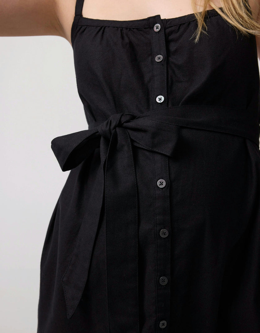 Sleeveless Button-Front Maternity and Nursing Midi Dress