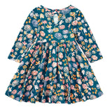 Bamboo Blend Long Sleeve Twirly Tee Dress - Midnight Meadow