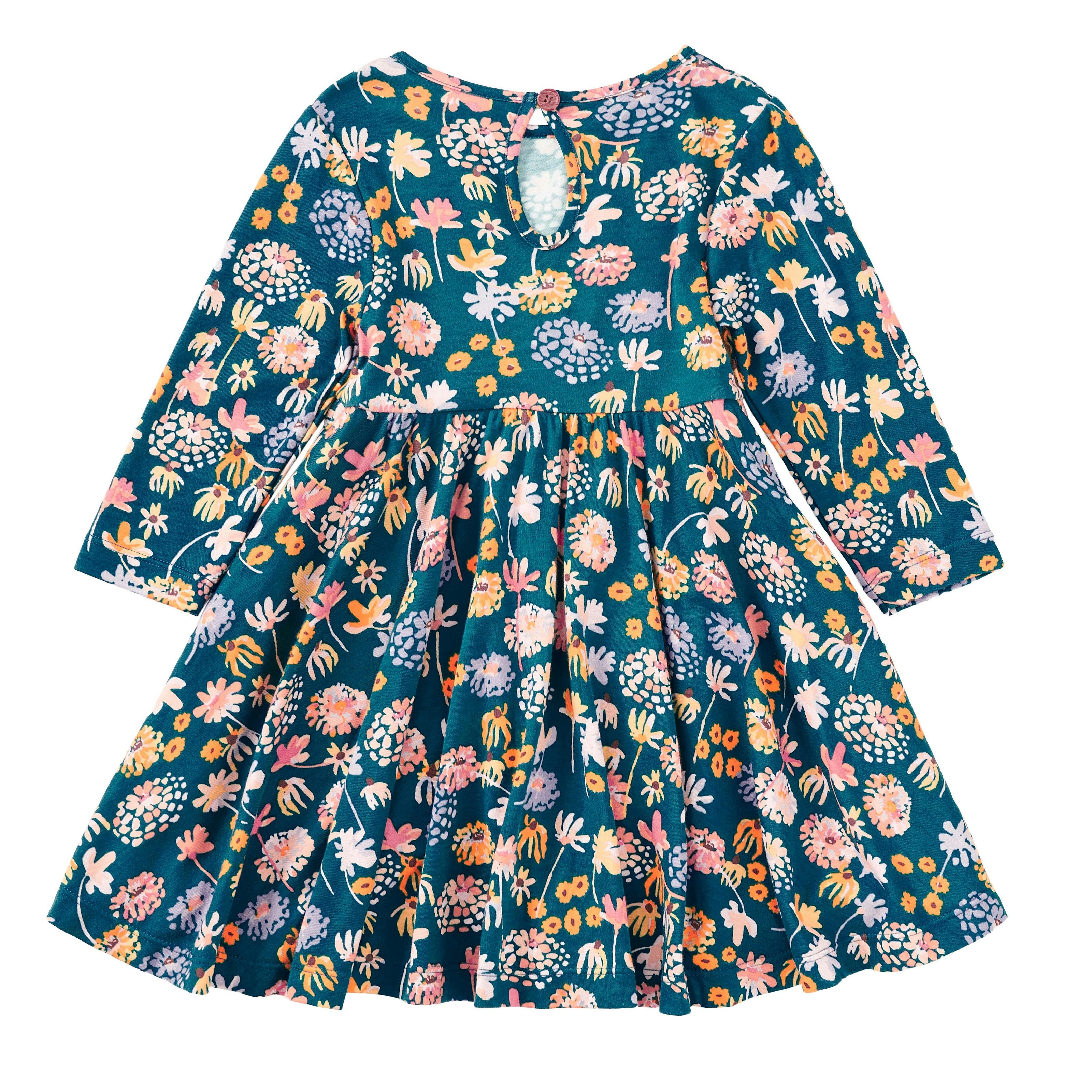 Bamboo Blend Long Sleeve Twirly Tee Dress - Midnight Meadow