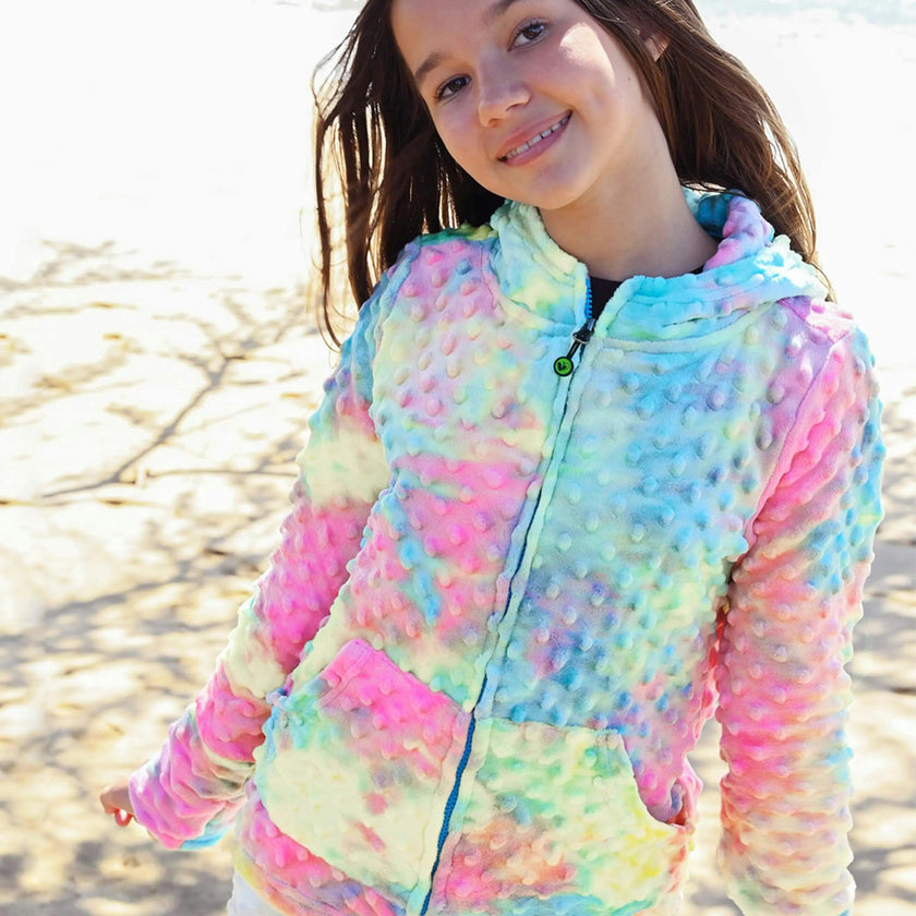 Minky Bubble Zip Hoodie - Tie Dye