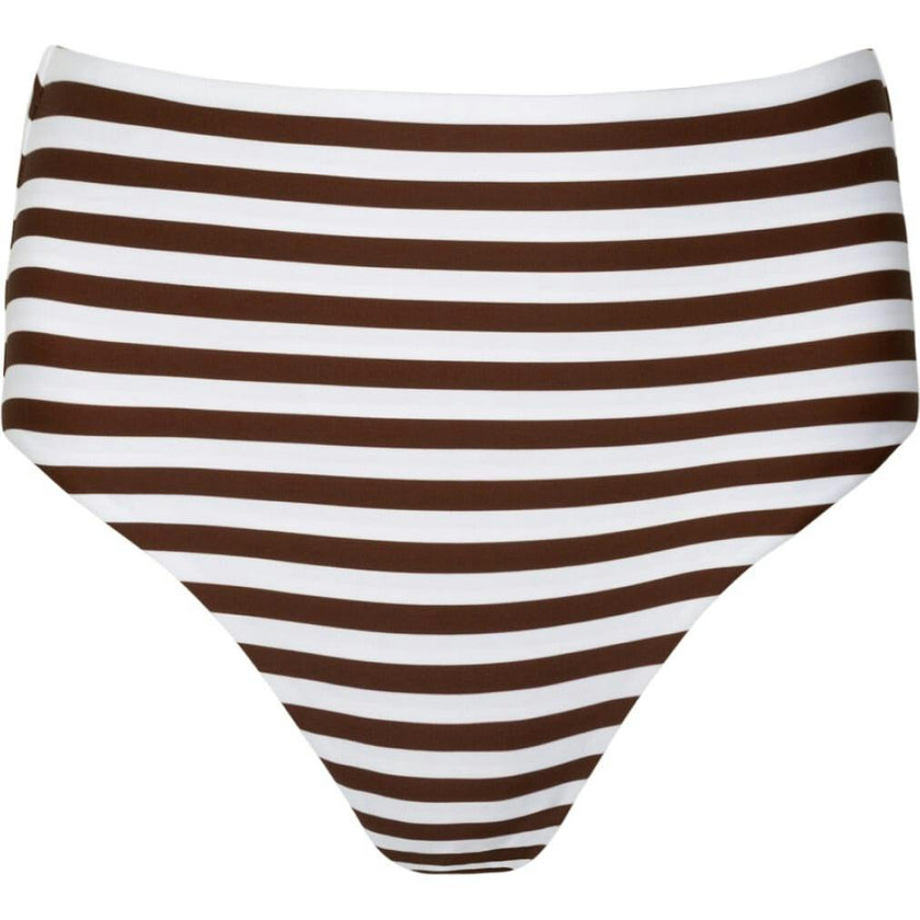 women's cocoa stripe high waist bikini bottom