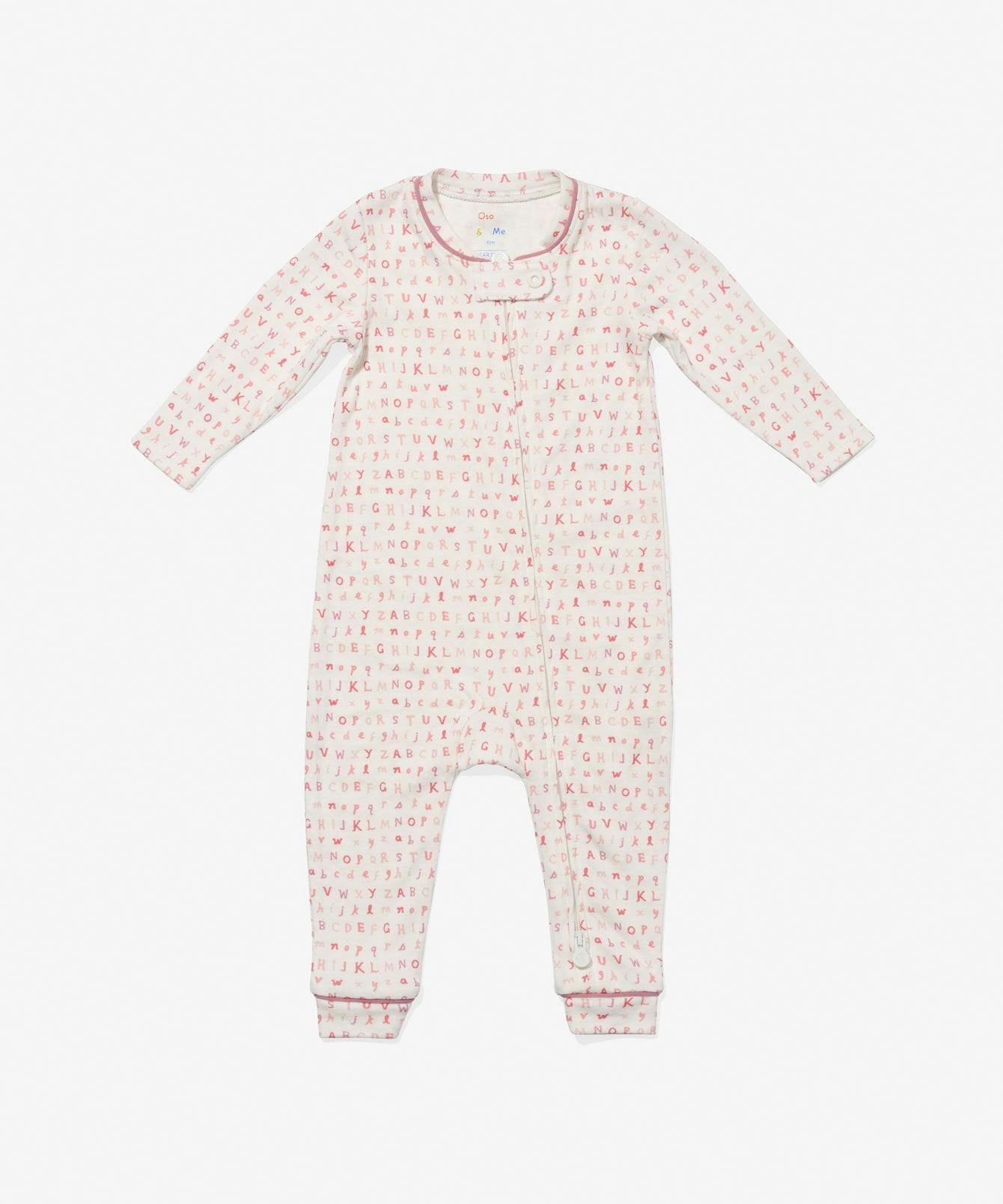 Ziggy Zip Romper, Rose ABC's