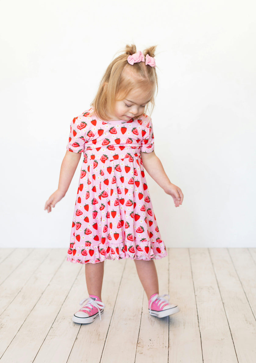 Strawberry Fields Twirl Dress, Pink