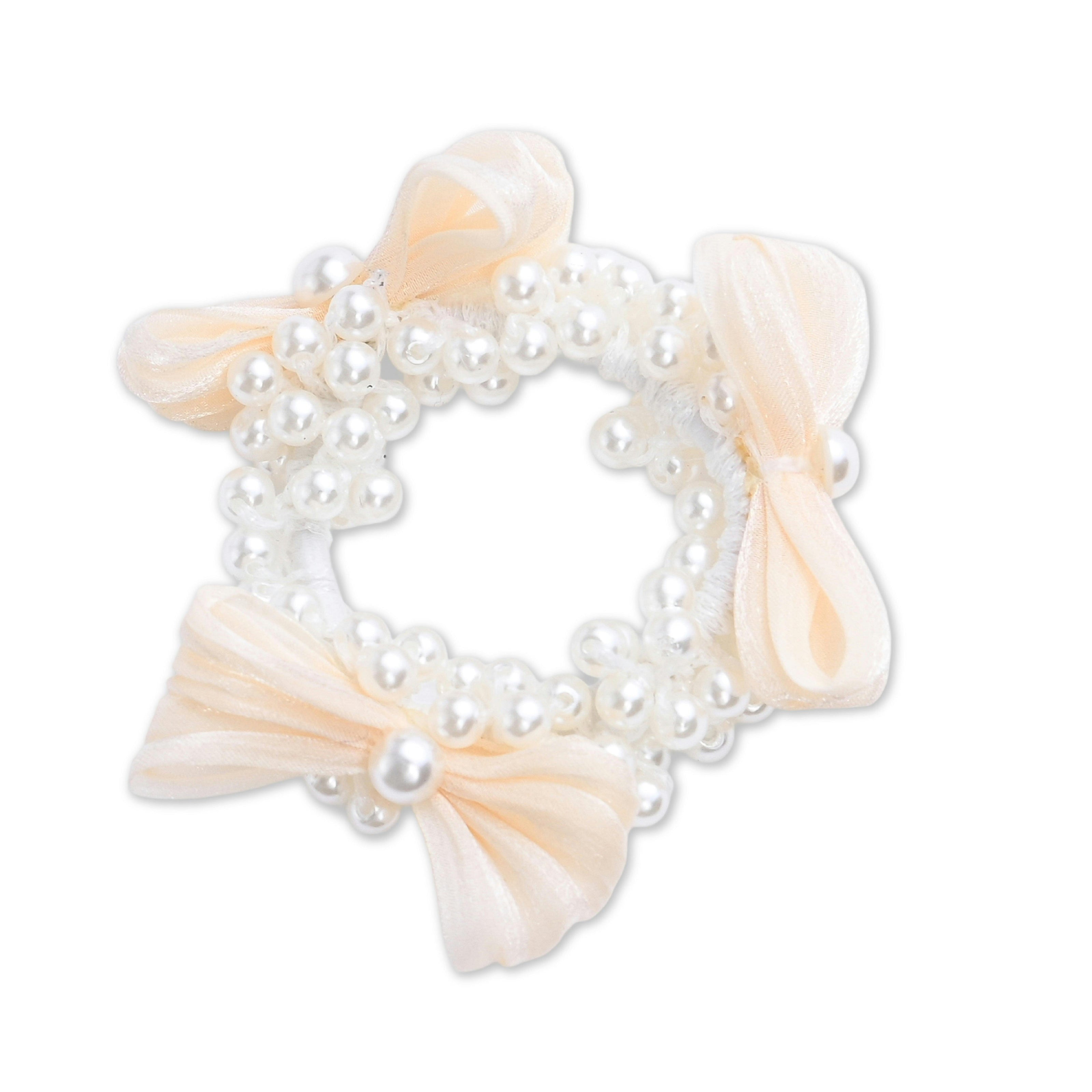 Pearl Cluster Bow Scrunchie Set