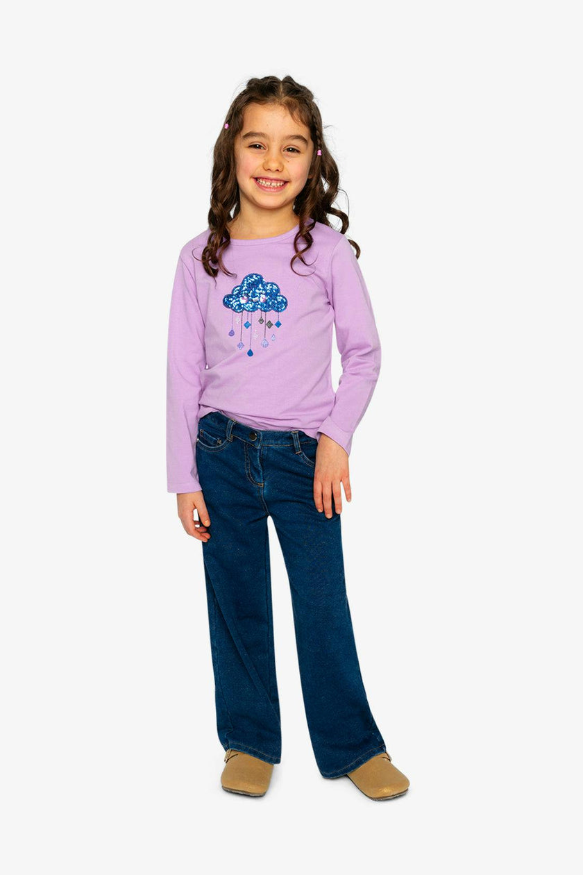 Jeggings with Lurex Navy Blue Denim