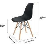 Allan Plastic Side Dining Chair with Wooden Legs Set of 2