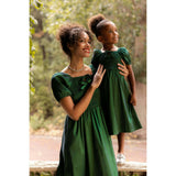 Mini Cassie Dress in Green Taffeta