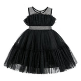 Black Isolara Tulle Glitter Bow Dress