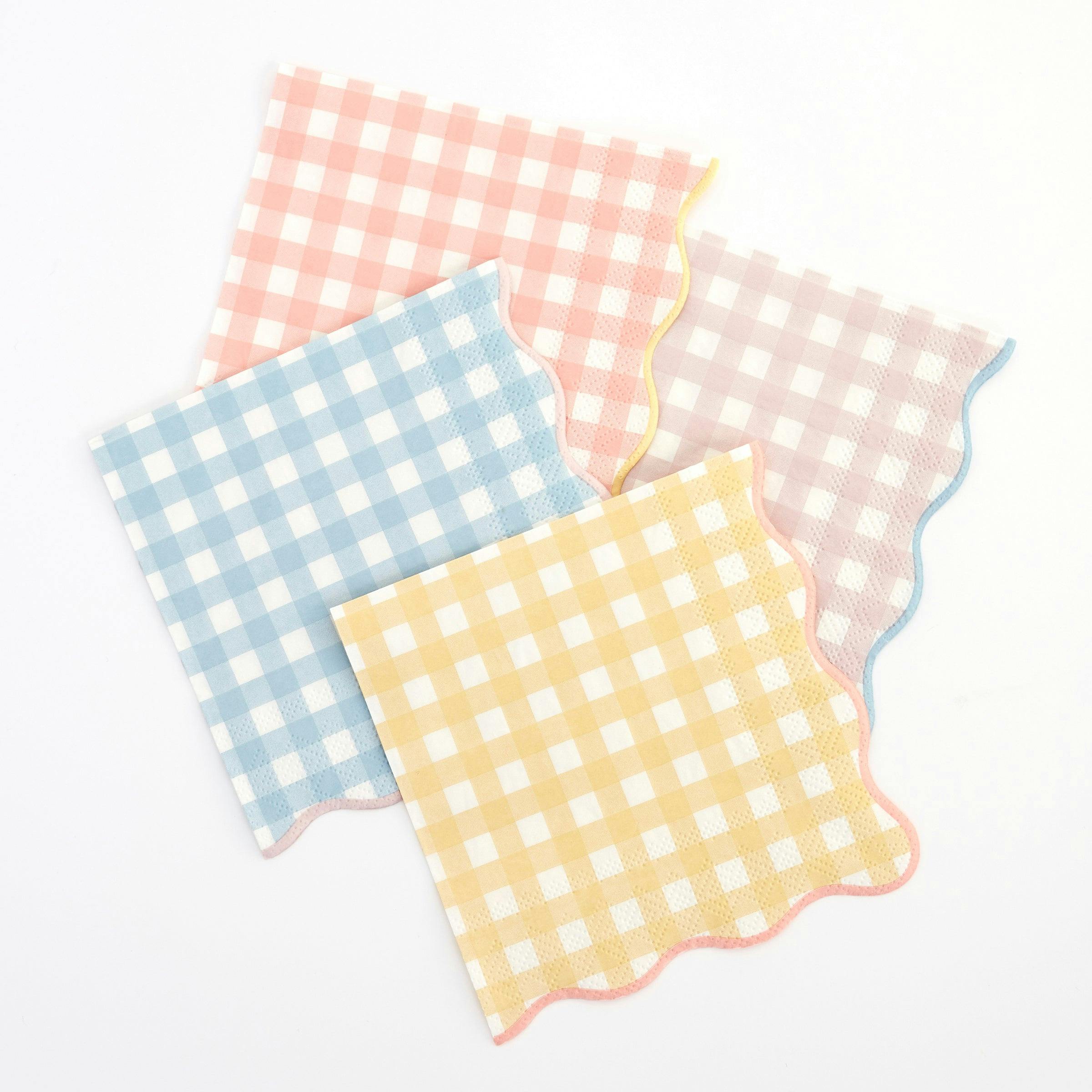 Set of 12 Gingham Large Napkins