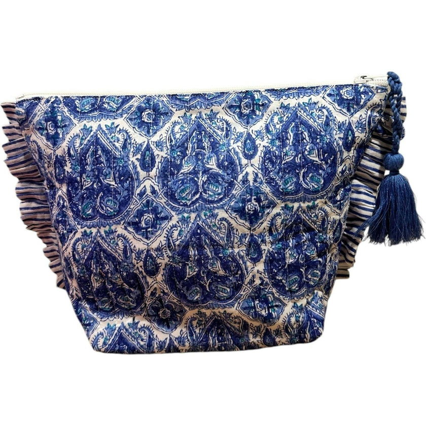 La Plage Ruffle Pouch Blue Paisley
