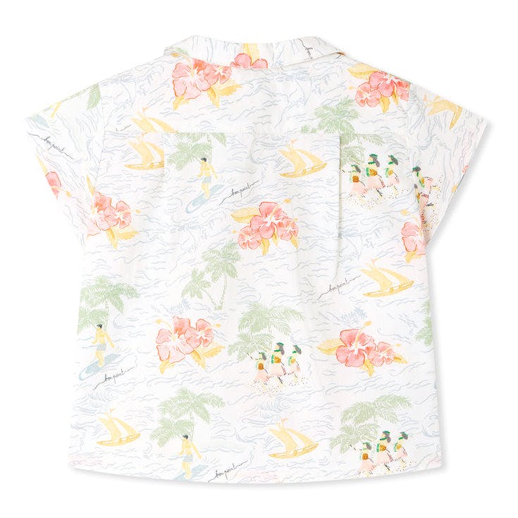 BONPOINT Gerald Island Print Poplin Baby Shirt