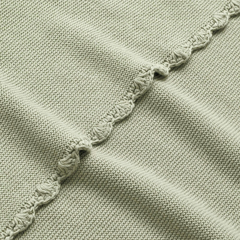 Cotton Knit Blanket, Green