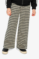 Flare Pants Black And Beige Houndstooth