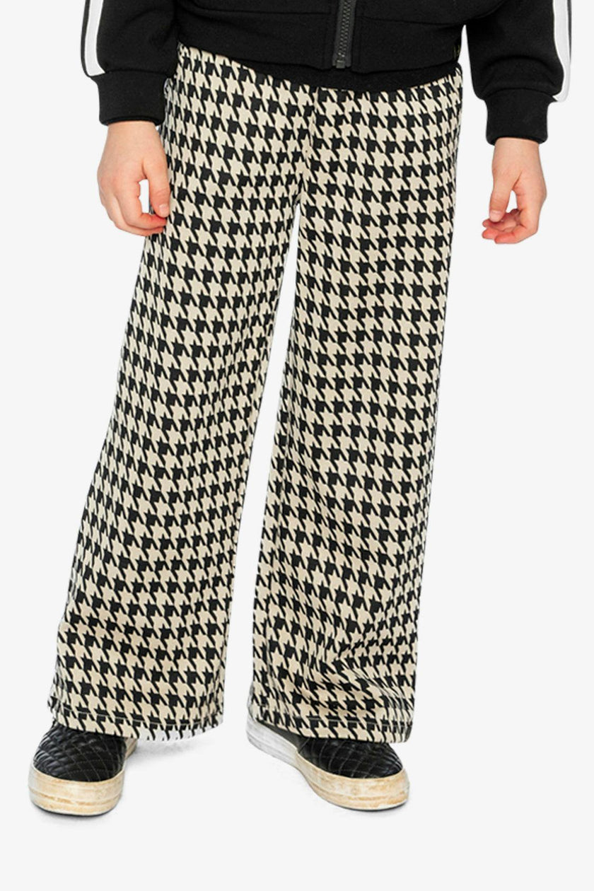 Flare Pants Black And Beige Houndstooth