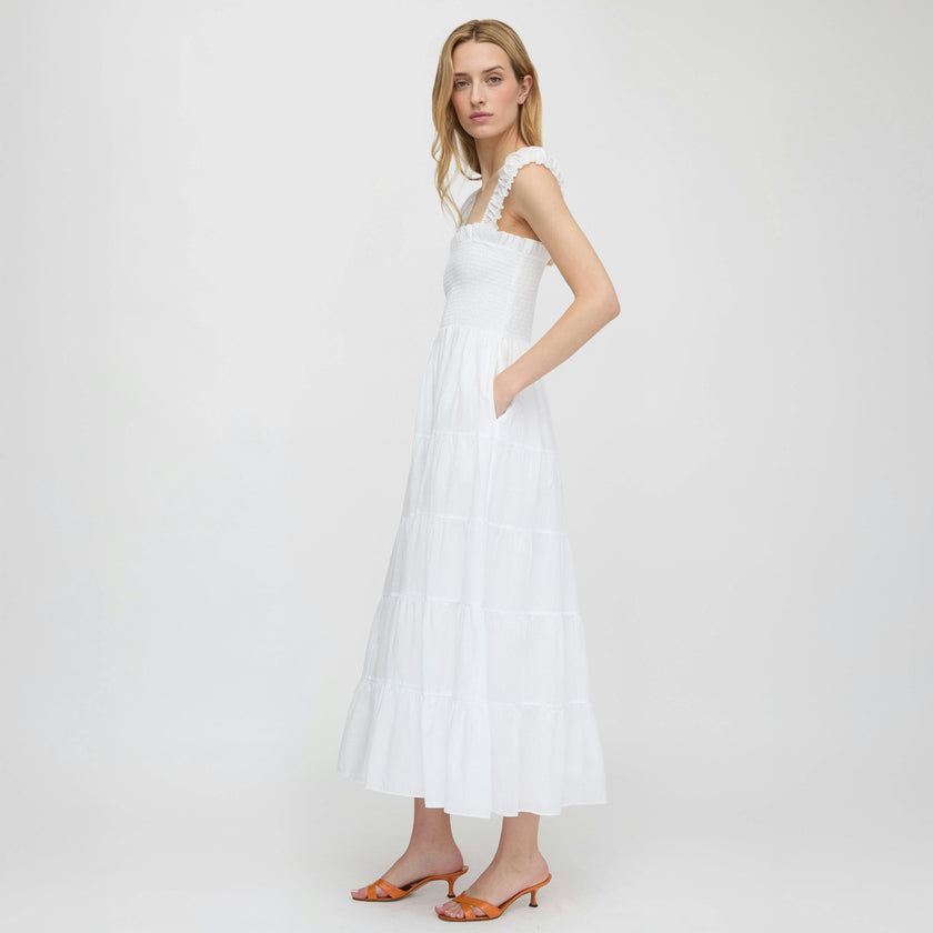 The Stella Nap Dress - White Shadow Stripe