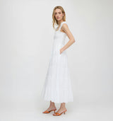 The Stella Nap Dress - White Shadow Stripe