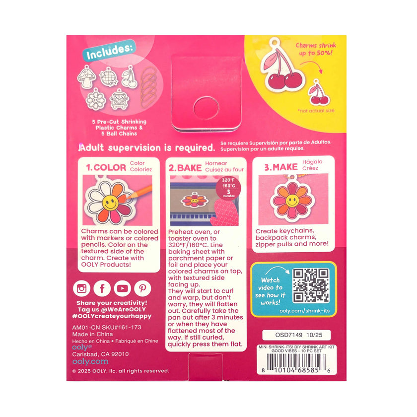 Shrink-Its! Mini DIY Shrink Art Kit - Good Vibes - 5 Charms