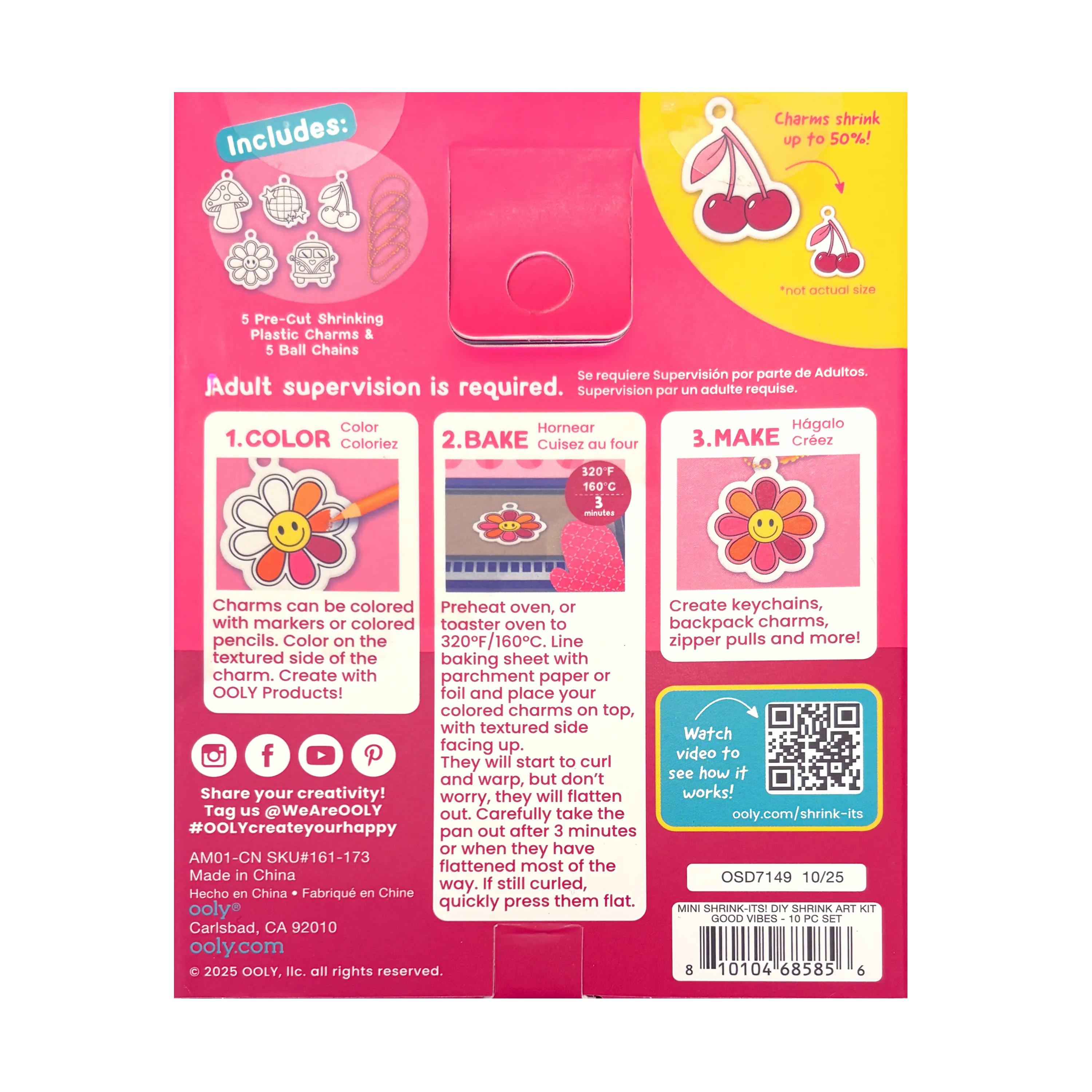 Shrink-Its! Mini DIY Shrink Art Kit - Good Vibes - 5 Charms