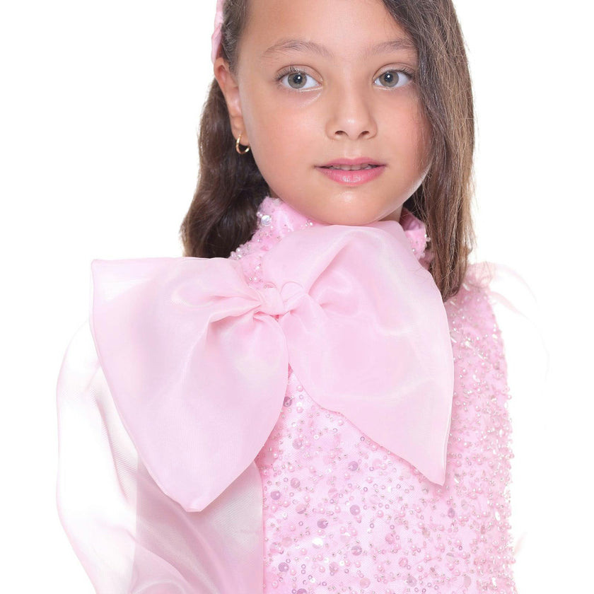 Pink Aaliyah Organza Bow Dress