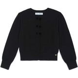 TARTINE ET CHOCOLAT WOOL AND CASHMERE GIRL CARDIGAN WITH KNOTS - BLACK