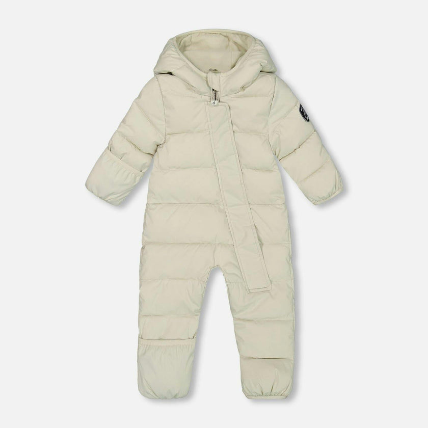 One-Piece Baby Cloud Compressible Snowsuit Designed for Car Seat Off-White