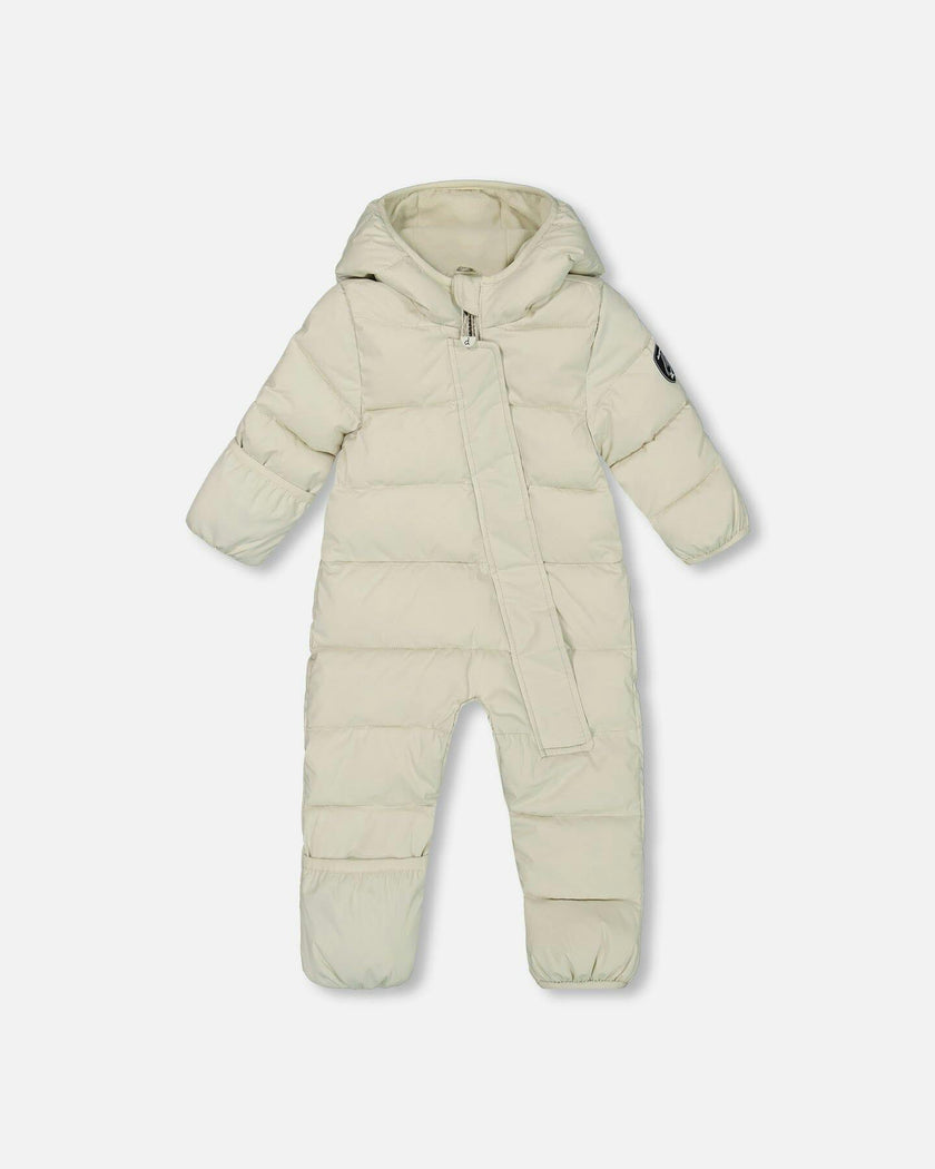 One-Piece Baby Cloud Compressible Snowsuit Designed for Car Seat Off-White