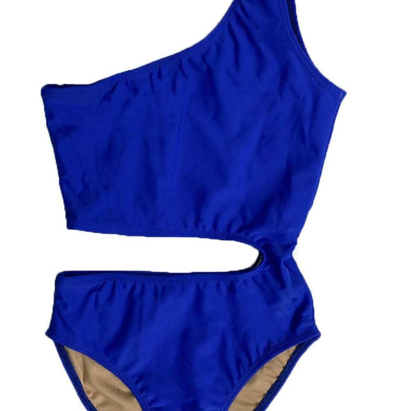 Girl's One Shoulder Cutout Bathing Suit