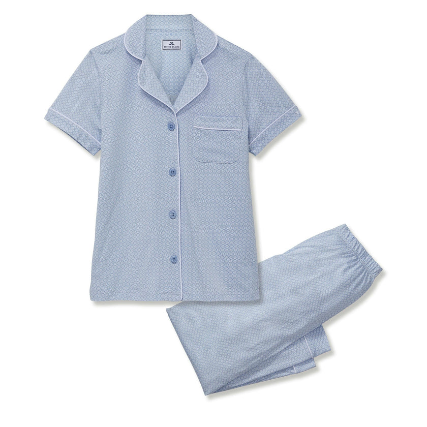 Women's Pima Crop Set in Periwinkle Geo