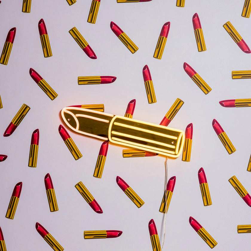 Golden Lipstick by Tom Wesselmann - LED neon sign