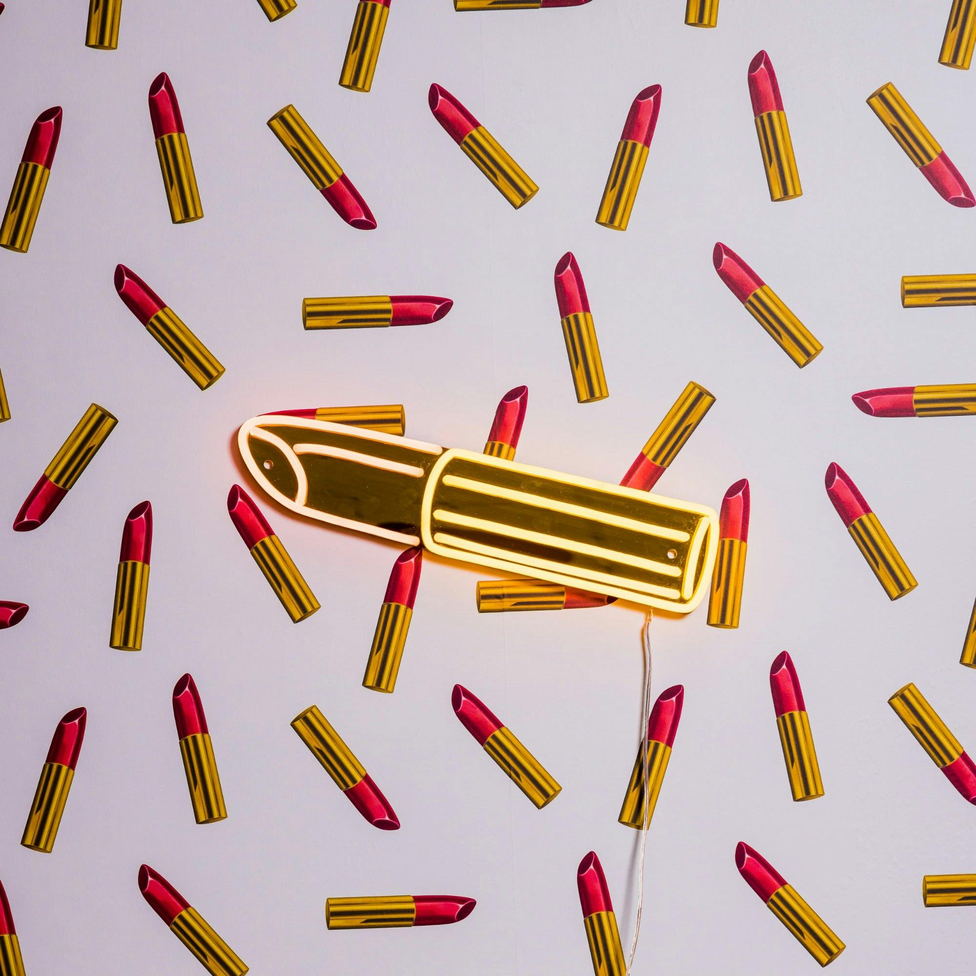 Golden Lipstick by Tom Wesselmann - LED neon sign