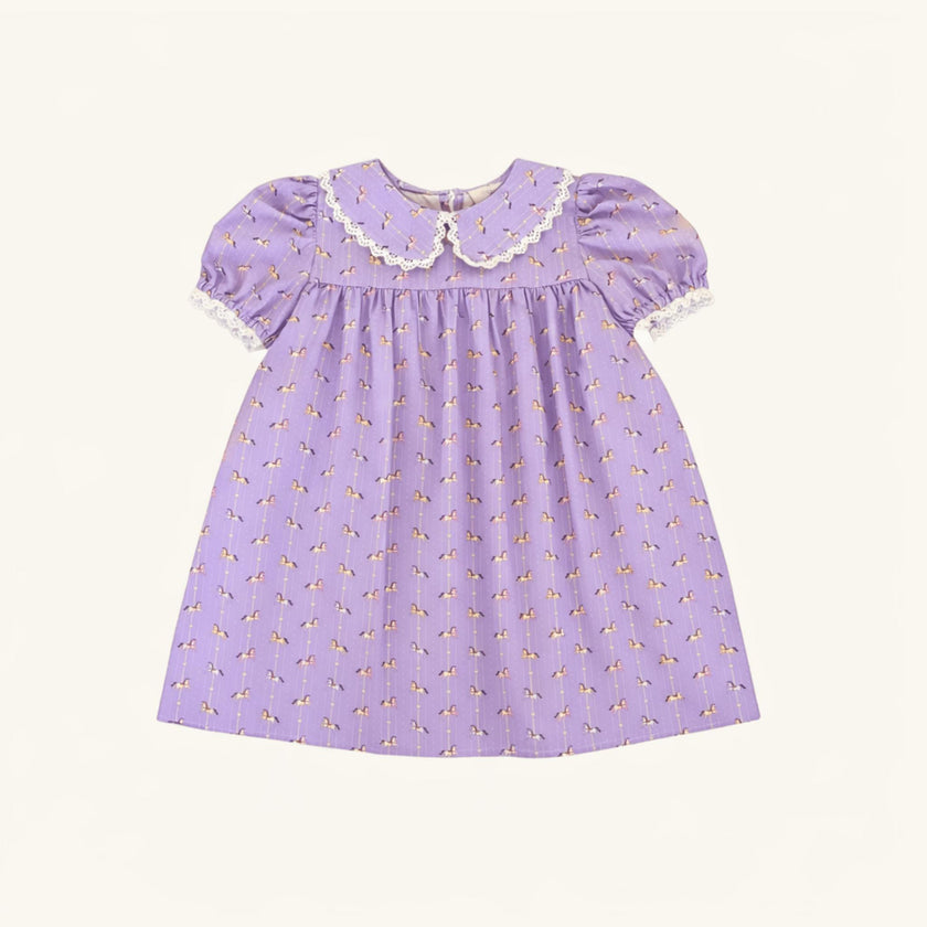 Lace Trim Dress in Purple Carousel