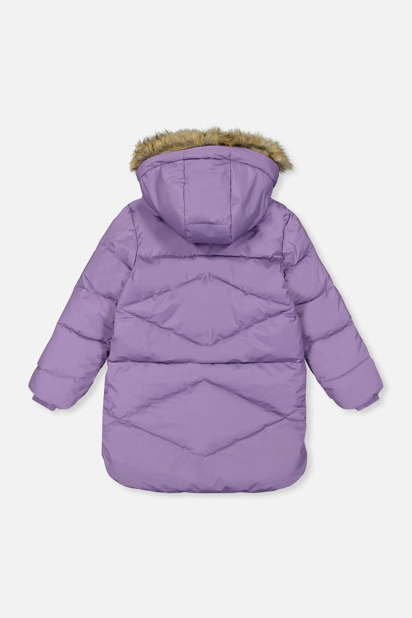 Long Winter Puffer Coat Violet