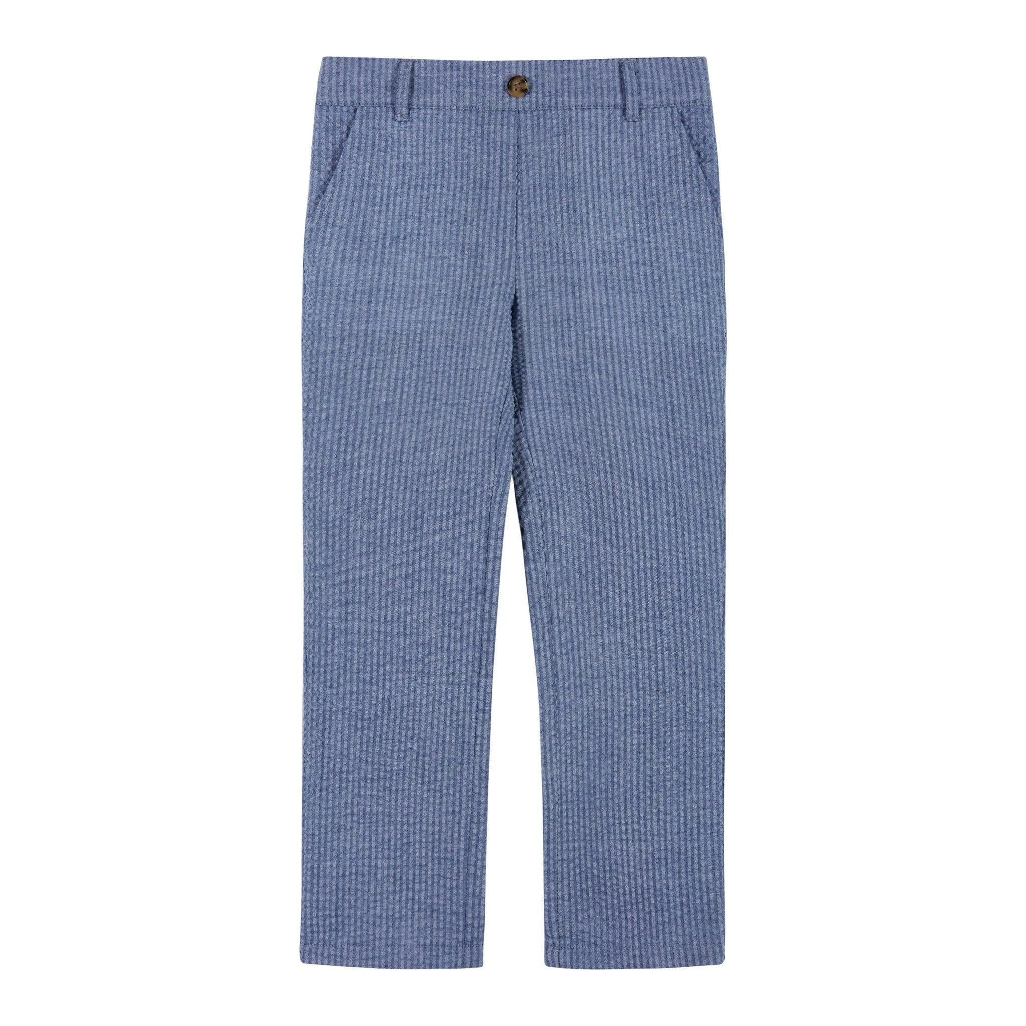 Boys (2-3) Seersucker Vest Suit Set | Blue & Pink