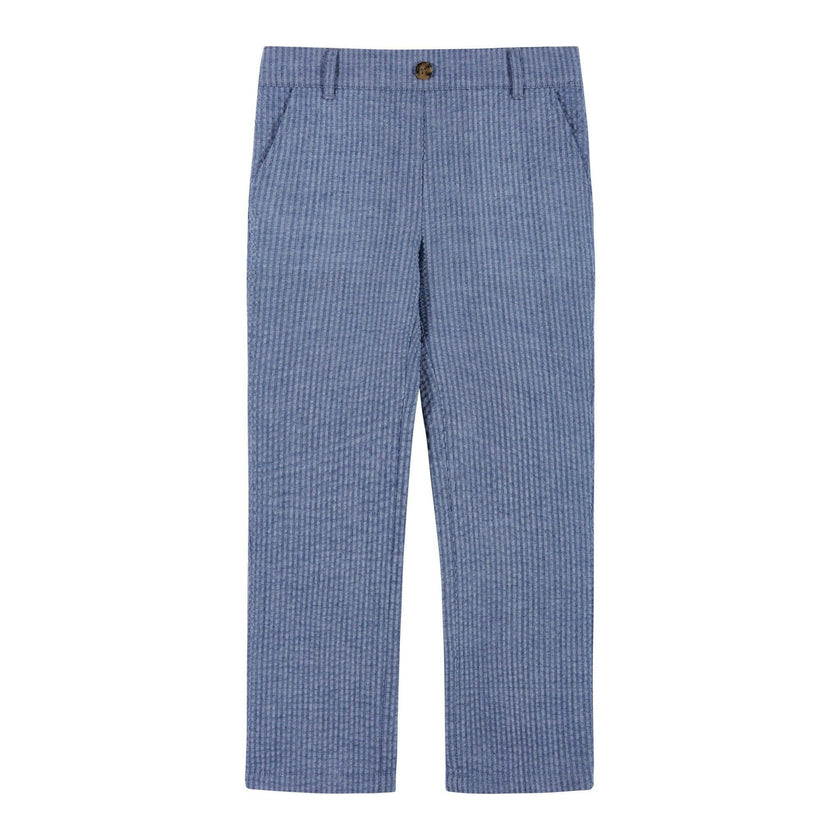 Boys (2-3) Seersucker Vest Suit Set | Blue & Pink