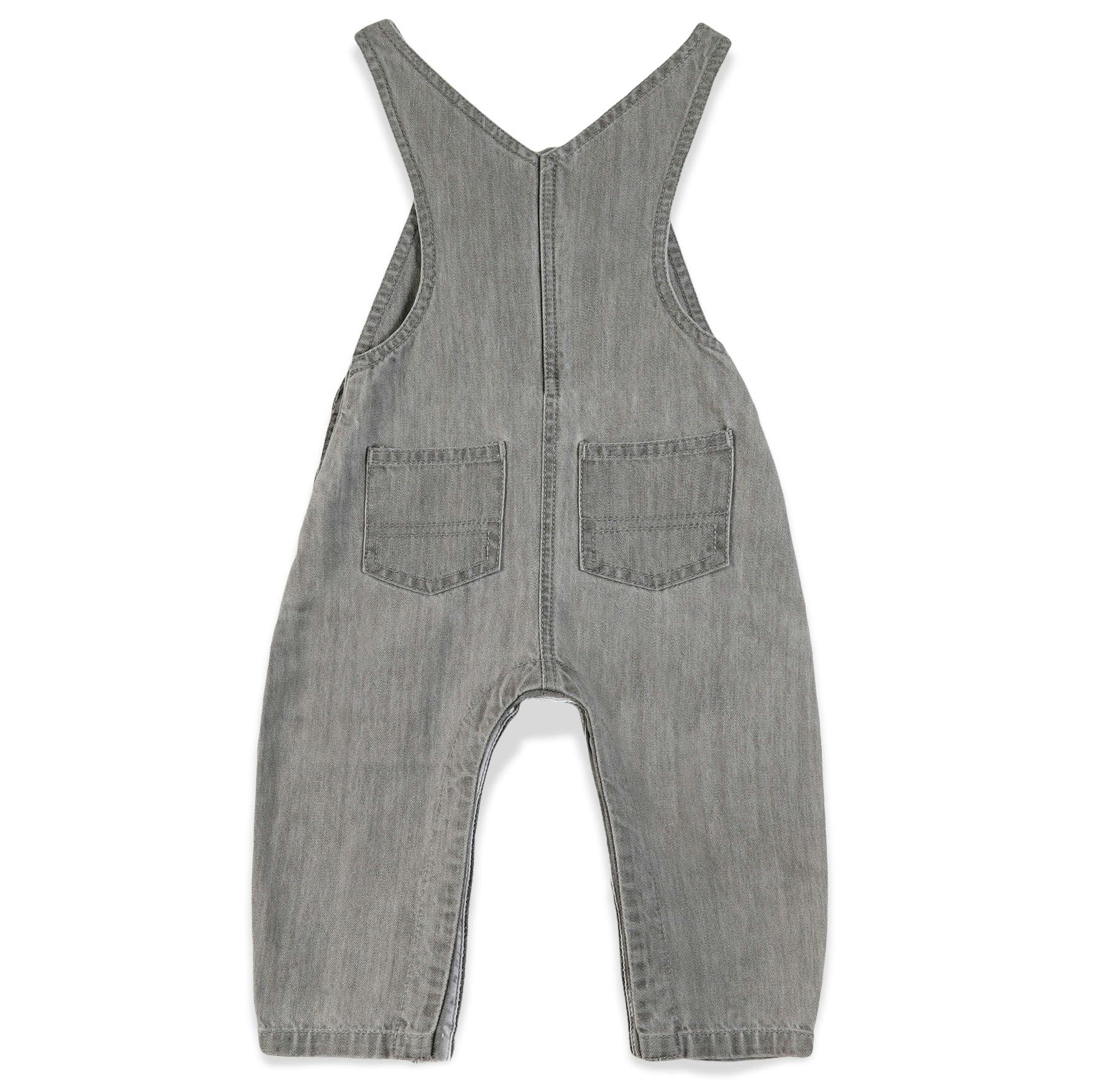 BONTON Soft Grey Embroidered Icare Baby Overalls