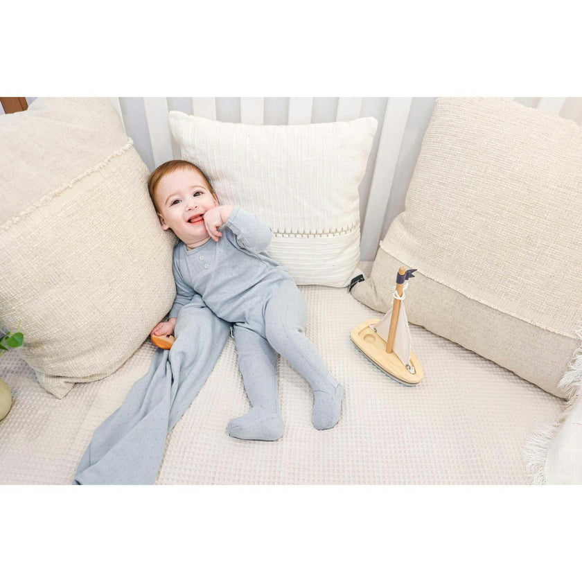Simple Pointelle Footie and Beanie Set