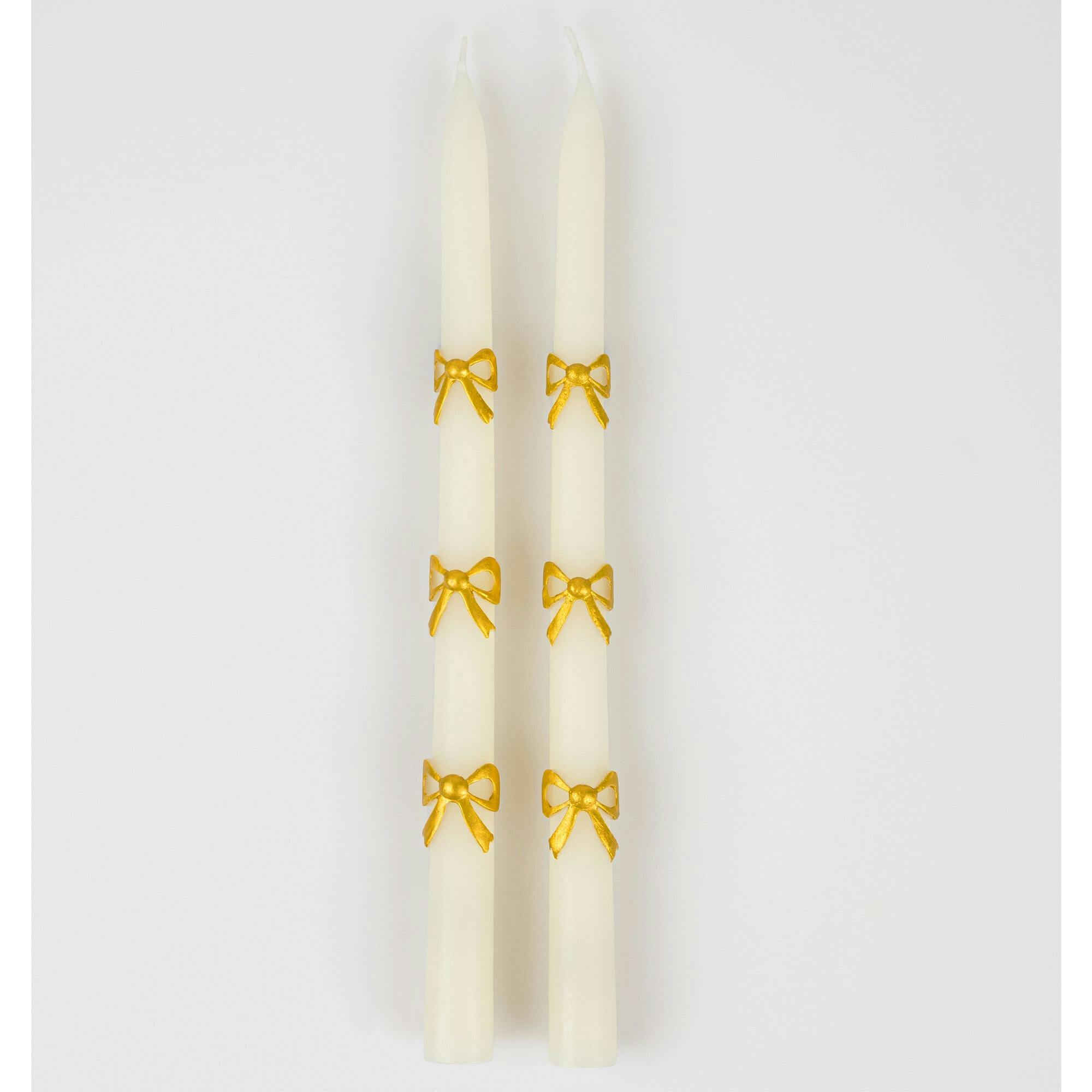 Gold Bow Taper Candles