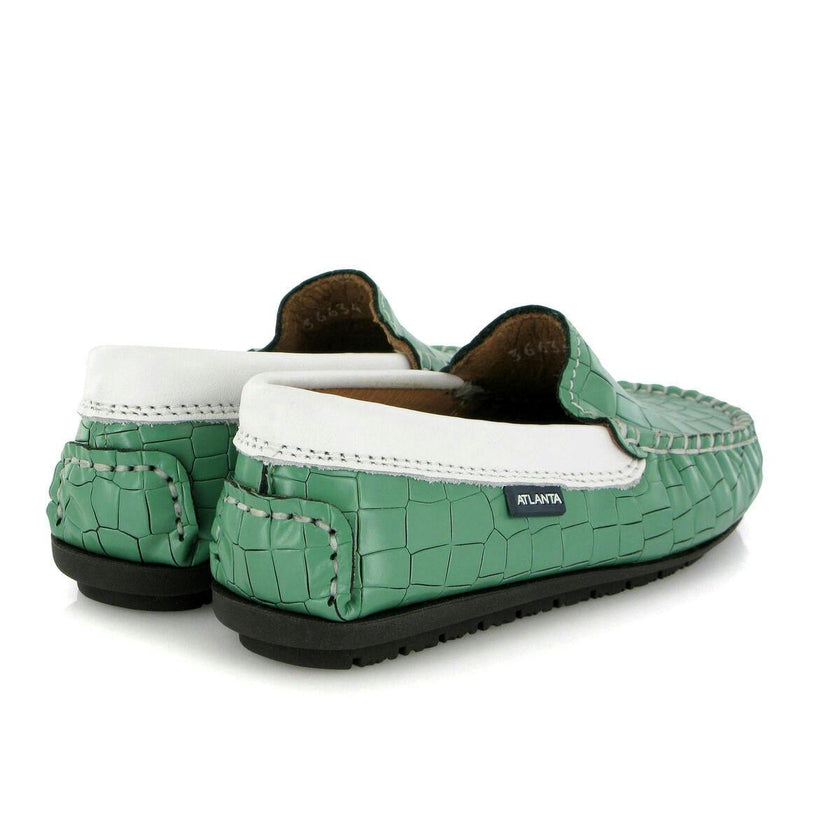 Plain Moccasins In Leather, Green