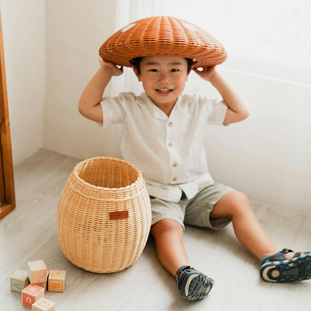 Mushroom Handcrafted Rattan Storage Basket - Wicker