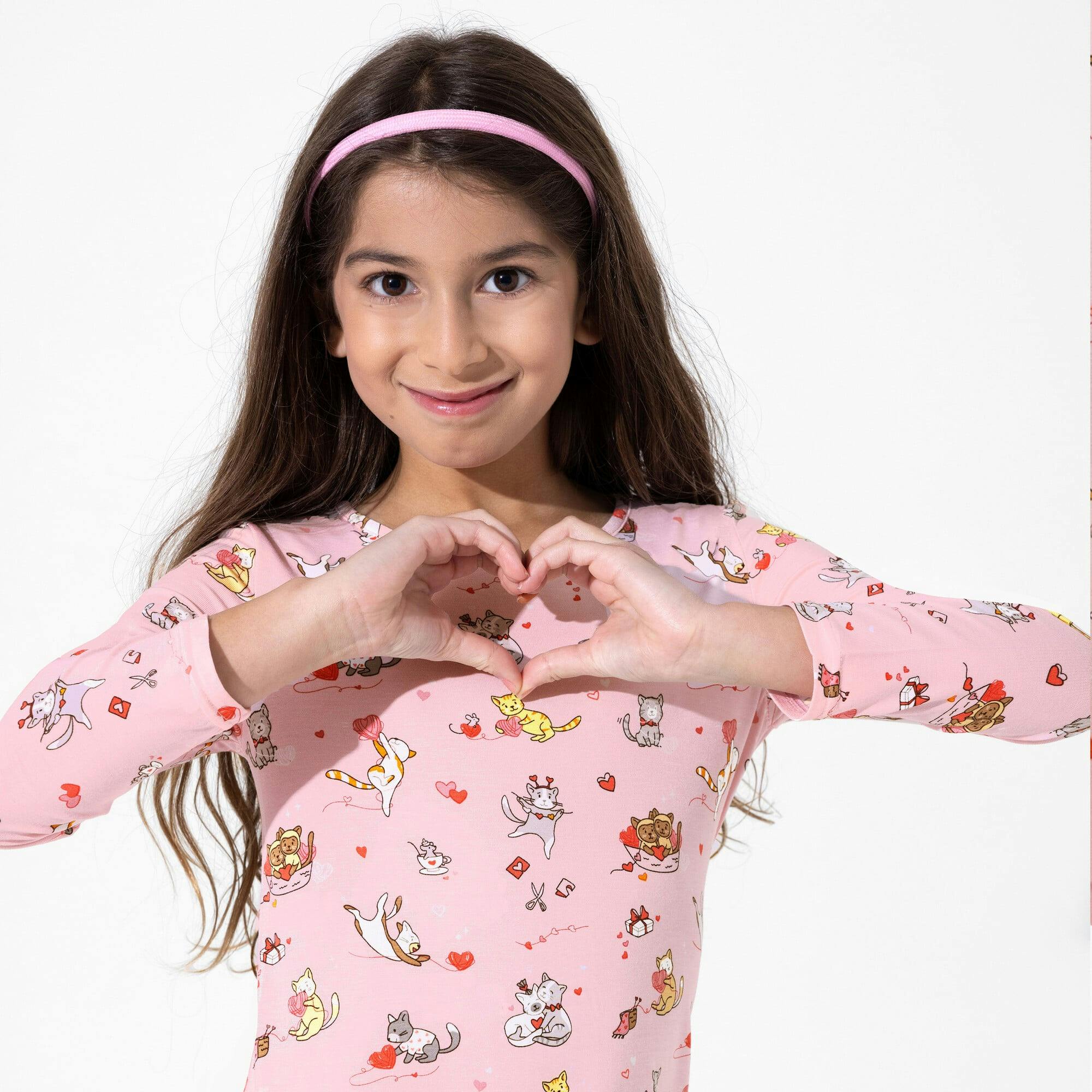 Valentines Kittens Bamboo Kids Pajamas