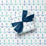 Blue Anchors Coastal Gift Wrap
