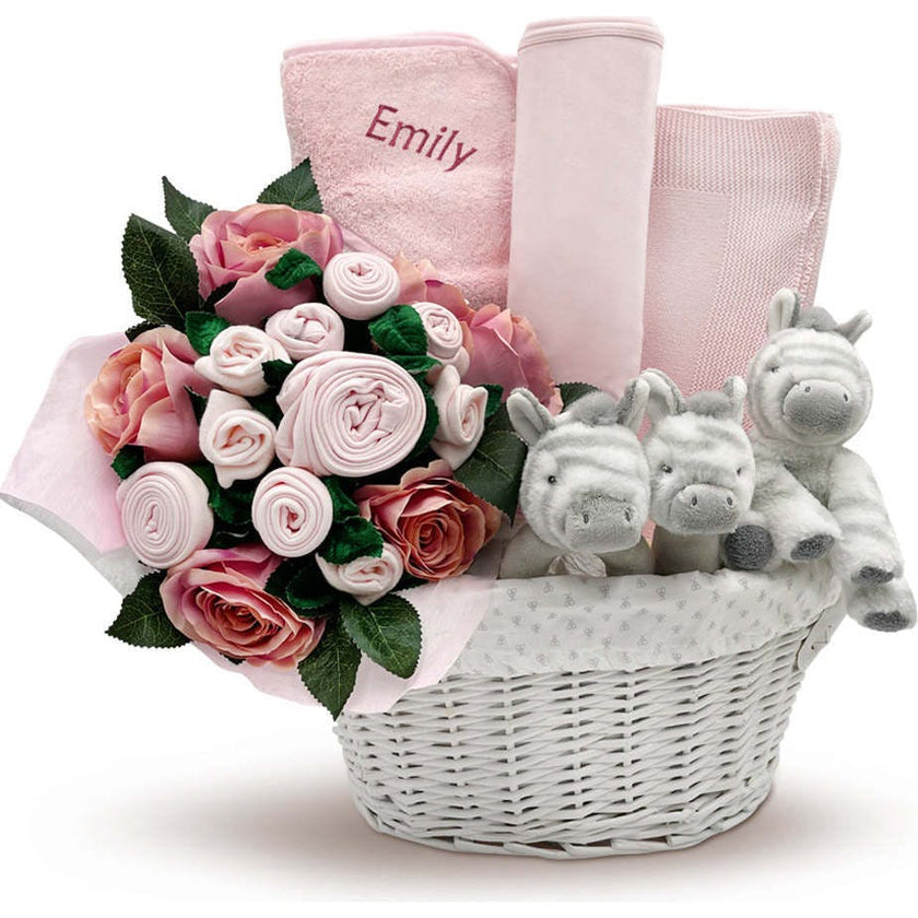 Personalized Three Little Zebras Luxury New Baby Hamper