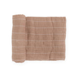 Cotton Muslin Swaddle Blanket - Mauve Stripe