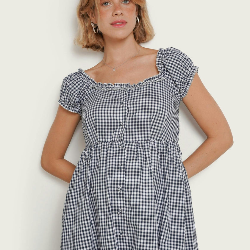 Lily Gingham Maternity & Nursing Dress