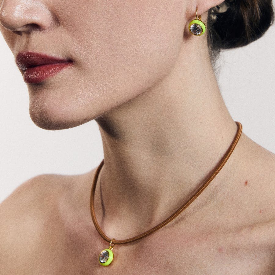 Chartreuse Enamel Bezel Charm
